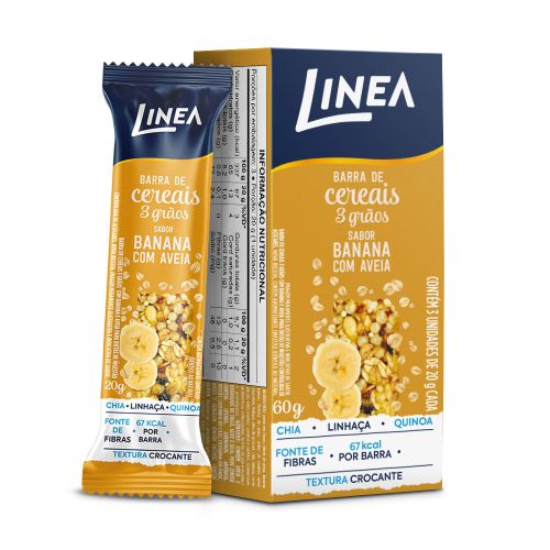 Barra De Cereal Linea 3 Grãos Integrais Banana Com Aveia 3 Unidades de 20g 1