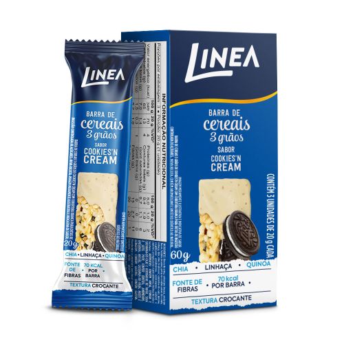 Barra De Cereal Linea 3 Grãos Integrais Cookies'n Cream 3 Unidades de 20g 1