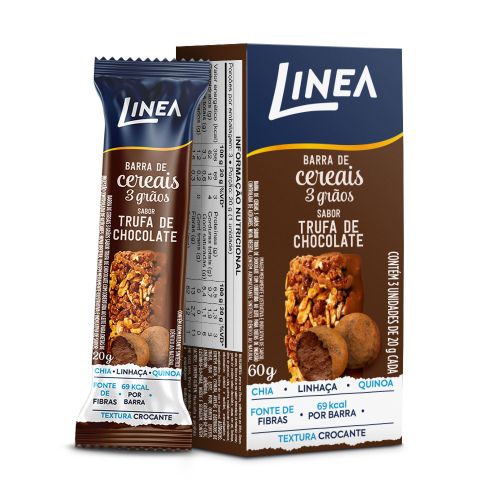 Barra De Cereal Linea 3 Grãos Integrais Trufa De Chocolate 3 Unidades de 20g 1