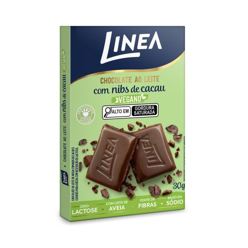 Chocolate Vegano Ao Leite com Nibs de Cacau Linea 1 Unidade de 30g 1