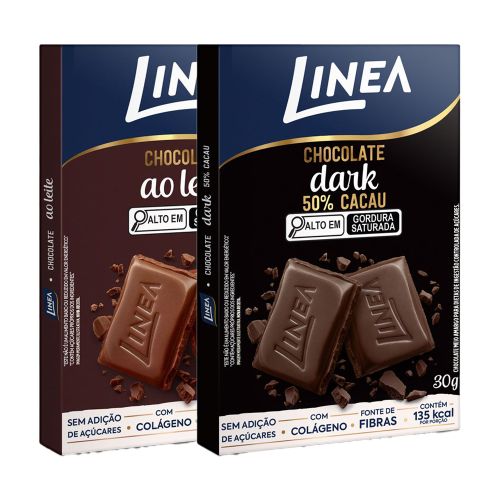 Kit 2 Chocolates Individuais Linea Sabor Ao Leite e Dark 30g