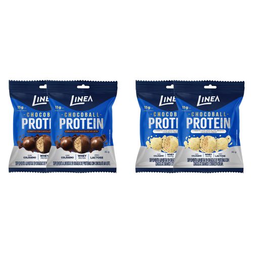 Kit 4 Chocoballs Protein Linea Sabor Cookies'n Cream e Ao Leite 35g