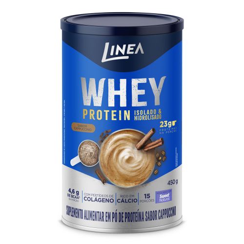 Whey Protein Isolado E Hidrolisado Linea Sabor Cappuccino Lata 450g 1