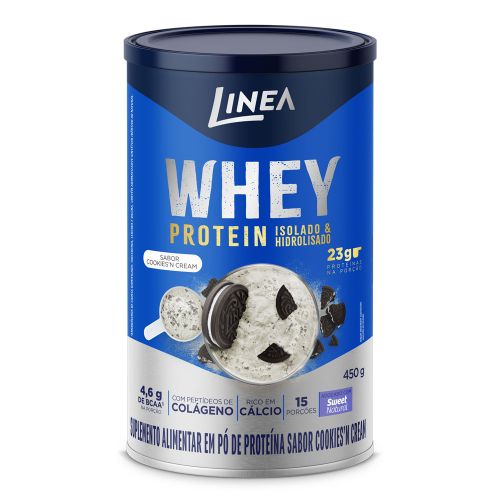 Whey Protein Isolado E Hidrolisado Linea Sabor Cookies'n Cream Lata 450g 1