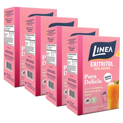 Kit Linea Adoçante Em Pó Eritritol 40 Sachês - 4 unidades