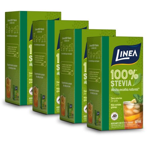 Kit Adoçante Stevia Líquido Linea 60ml - 4 unidades