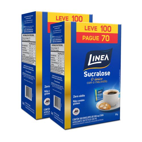 Kit Adoçante Sucralose Em Pó Linea Leve 100 Sachês e Pague 70 - 2 unidades