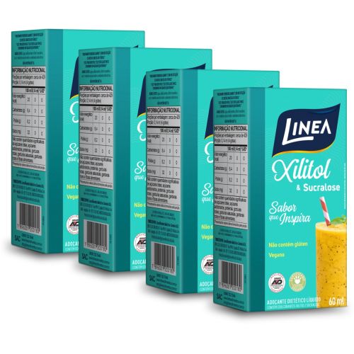 Kit Adoçante Xilitol Líquido Linea 60ml - 4 unidades