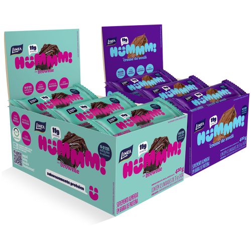 Kit 2 Displays Hummm! Snack Proteico Sabor Brownie e Creme de Avelã Caixa com 12 unidades