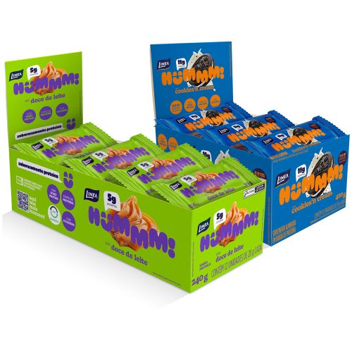 Kit Hummm! Snacks Proteicos - Cookies'n Cream e Doce de Leite - 24 unidades