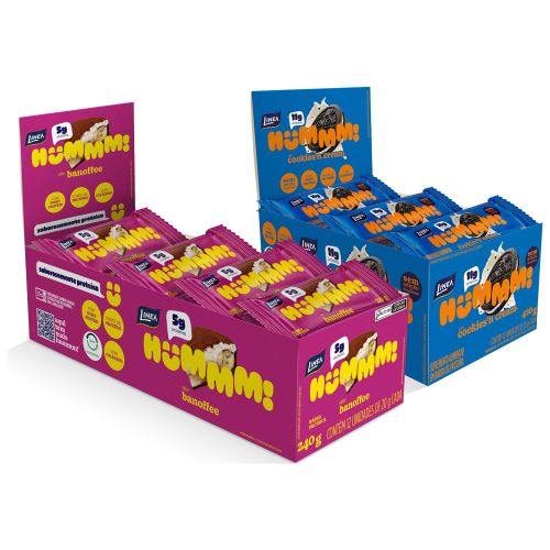 Kit Hummm! Snacks Proteicos - Cookies'n Cream e Banoffee - 24 unidades