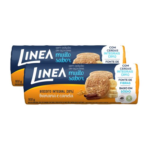 Kit Biscoito Integral Linea Banana e Canela 100g - 2 unidades