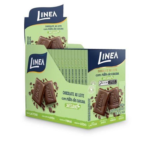 Chocolate Vegano Ao Leite com Nibs de Cacau Linea 15 unidades de 30g 1