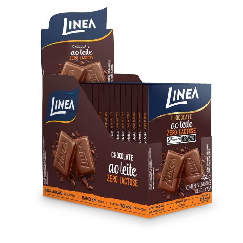 Chocolate Individual Ao Leite Zero Lactose Linea - 15 unidades de 30g