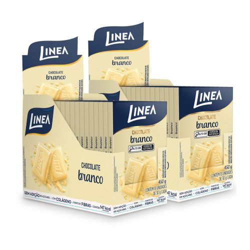 Kit 2 Displays de Chocolate Individual Linea Sabor Branco 15 unidades de 30g