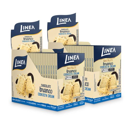 Kit Chocolate Individual Branco Cookies'n Cream Linea 15 unidades de 30g - 2 displays