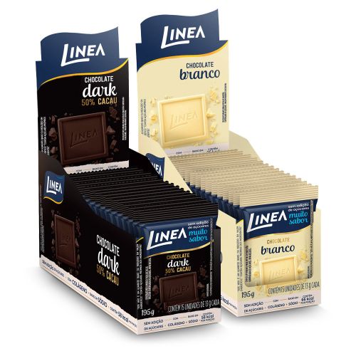 Kit 2 Displays de Mini Chocolate Linea Sabor Branco e Dark 15 unidades de 13g