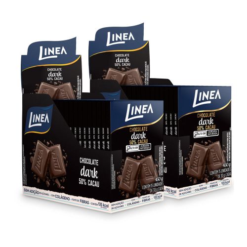 Kit 2 Displays de Chocolate Individual Linea Sabor Dark 15 unidades de 30g