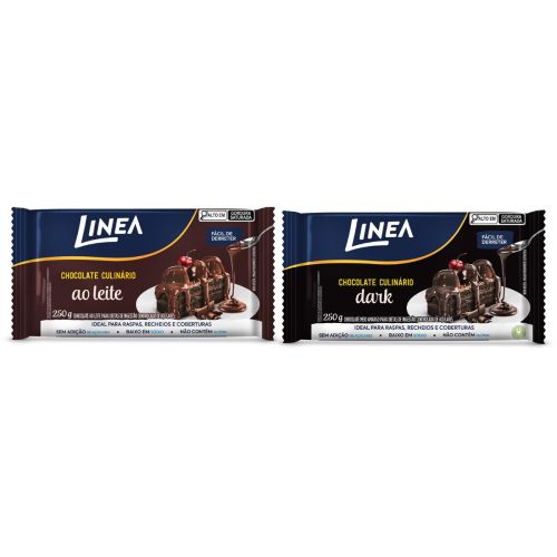 Kit 2 Chocolates Culinários Ao Leite e Dark Linea 250g