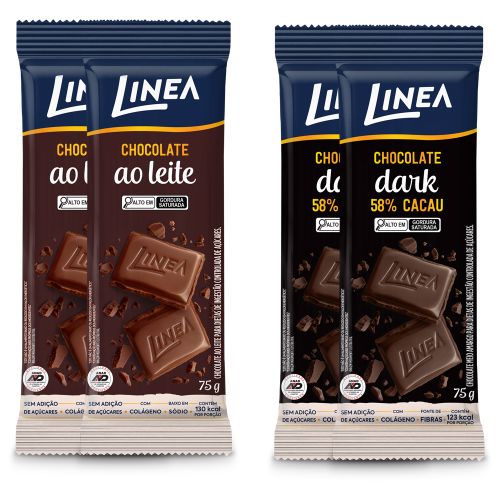 Kit 4 Tabletes de Chocolate - Dark e Ao Leite