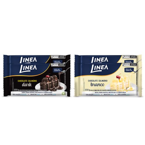 Kit 4 Chocolates Culinários Linea Sabor Branco e Dark 250g