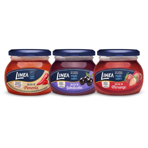 Kit 3 Geleias Linea Sabor Morango, Pimenta Vermelha e Jabuticaba de 230g