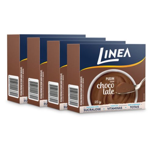 Kit Pudim Em Pó Linea Sabor Chocolate 25g - 4 unidades