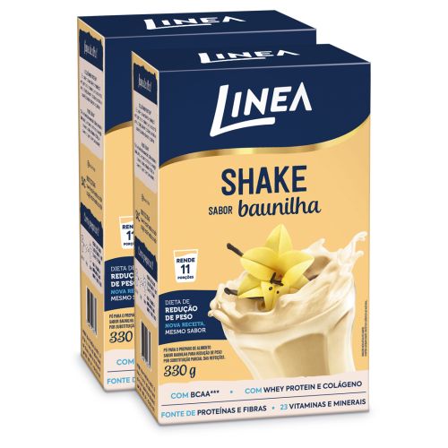 Kit Shake Em Pó Linea Sabor Baunilha 330g - 2 unidades