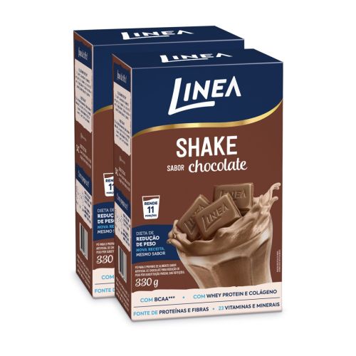 Kit Shake Em Pó Linea Sabor Chocolate 330g - 2 unidades