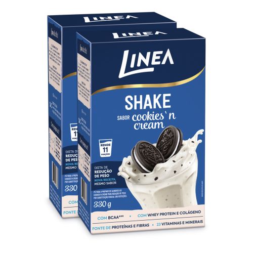 Kit Shake Em Pó Linea Sabor Cookies'n Cream 330g - 2 unidades