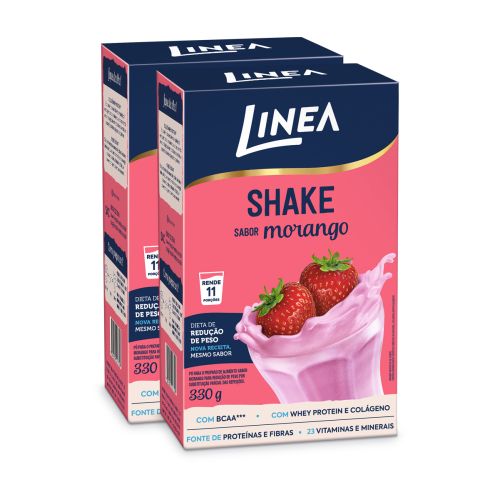 Kit Shake Em Pó Linea Sabor Morango 330g - 2 unidades