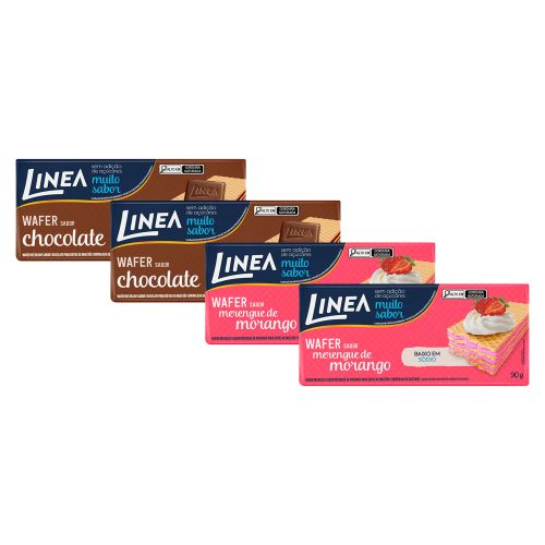 Kit 4 Wafers Linea Sabor Chocolate e Morango de 90g