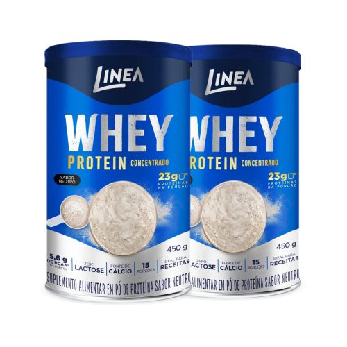 Kit Whey Protein Concentrado Linea Sabor Neutro Lata 450g - 2 unidades